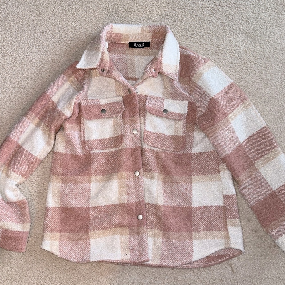 Pink and tan shacket